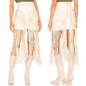 NEW Understated Leather x REVOLVE Motive Skirt in Cream Nude Mini Midi Fringe XS